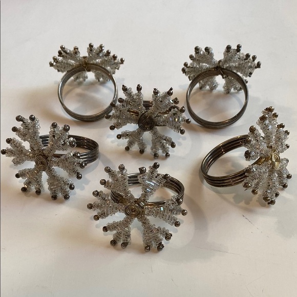 Silver Snowflake Napkin Rings 6x - Picture 5 of 10